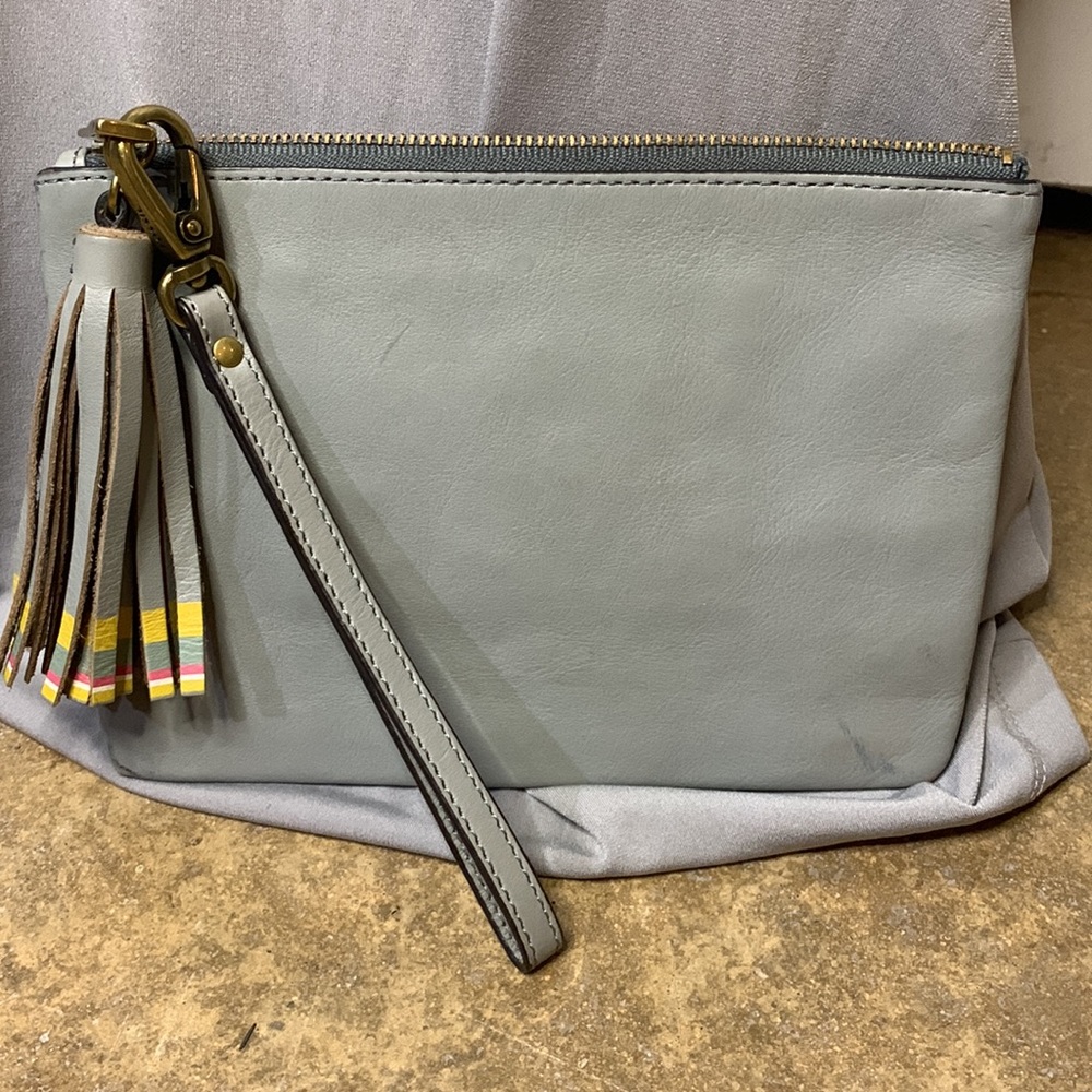Fossil Grey Tassel Wristlet